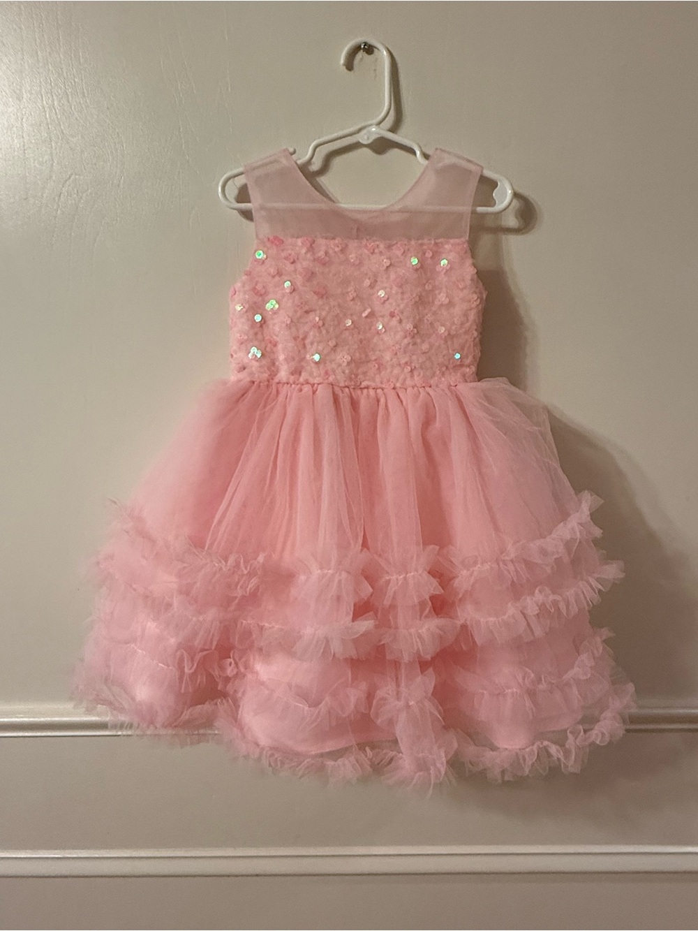 Rare Editions Pink Tulle Ruffle Party Dress